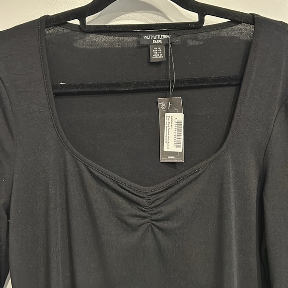 BLACK SHAPE CONTOUR JERSEY RUCHED BUST LONG SLEEVE JUMPSUIT - Picture 4 of 4